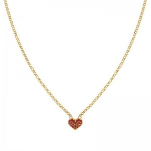 Yellow gold Plated Necklace with Heart CZ pendant in sterling silver from JingYing Custom made jewelry factory