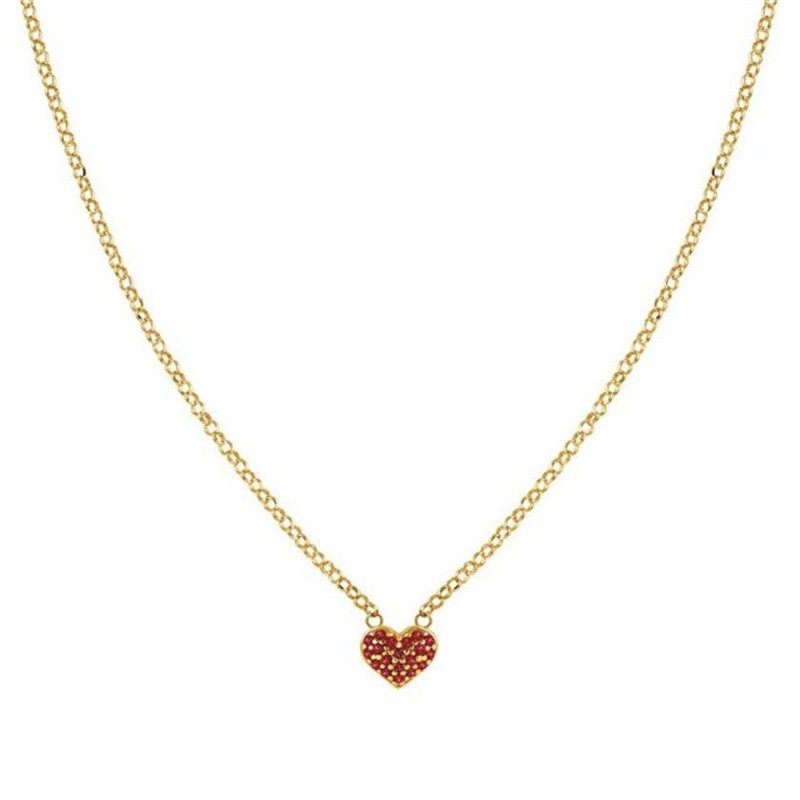 Yellow gold Plated Necklace with Heart CZ pendant in sterling silver from JingYing Custom made jewelry factory
