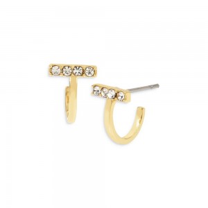 Zircon bijoux usine fabricants en gros personnalisé conception personnalisée 925 argent jaune or plaqué Pave Bar Huggie boucles d'oreilles