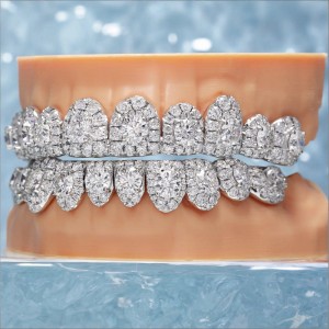 Diamond Grillz -50 Pointer Stone On Center Moissanite Diamond Grillz