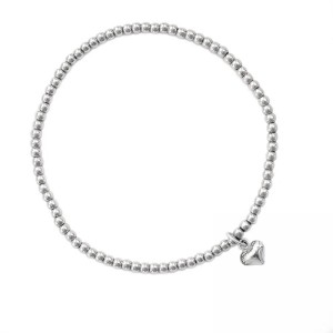 Custom Manufacturer of Sterling silver  beaded stretch bracelet with heart charm