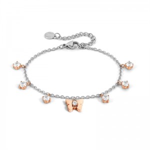 JINGYING: A Leading OEM Factory for Custom Sterling Silver Tassel Bracelets with Rose Gold-Plated Diamond Butterfly Pendants