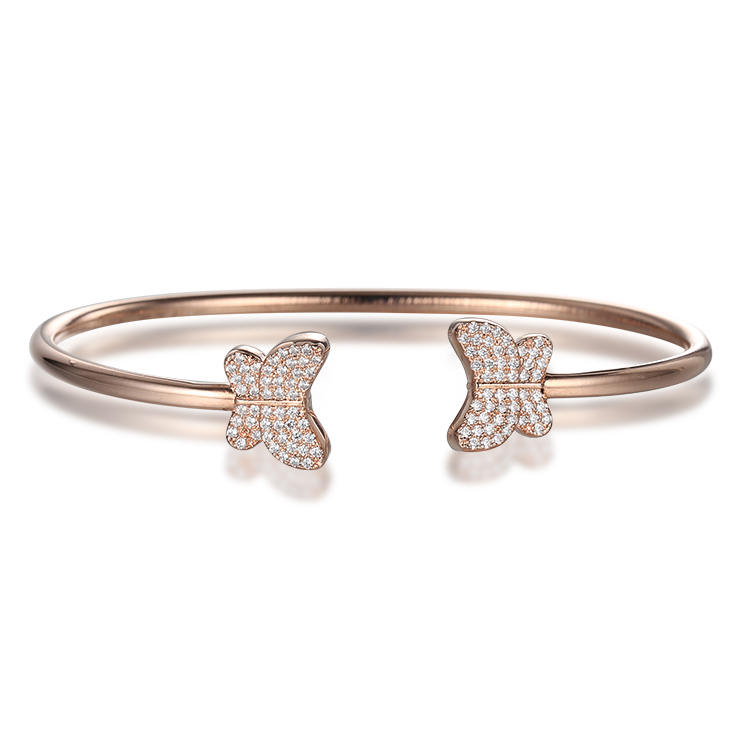 Pasgemaakte groothandel Opening Rose Gold Plating Armbande Juweliers |Cubic Zirconia Juweliersware Pasgemaak |Elegante groothandel silwer juweliersware