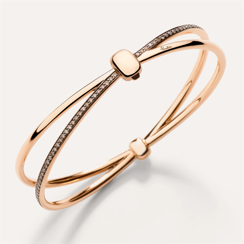 brazilian gold filled jewelry wholesale custom bangle together rose gold 18kt brown diamond