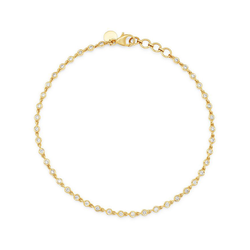 brazilian gold wholesaler custom made CZ Bezel-Set Link Bracelet in 14K Yellow Gold Vermeil