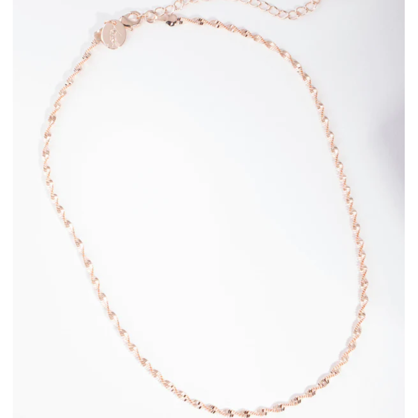 brazilian wholesale jewelry distributors custom Rose Gold Textured Twisted Chain Necklace