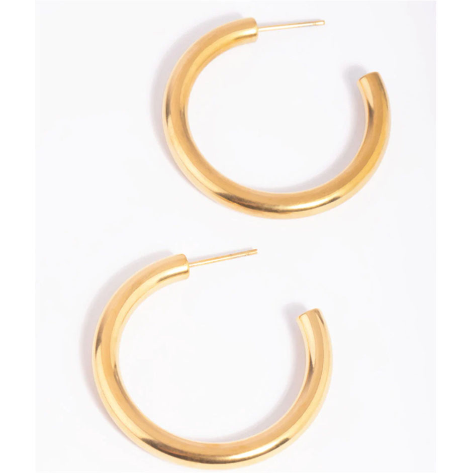 china 18k gold filled jewelry wholesale Gold Plated Surgical Steel Hoop Earrings