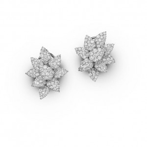 China jóias por atacado OEM OMD CZ Cluster Flower Stud Brincos em banho de ouro branco 14K