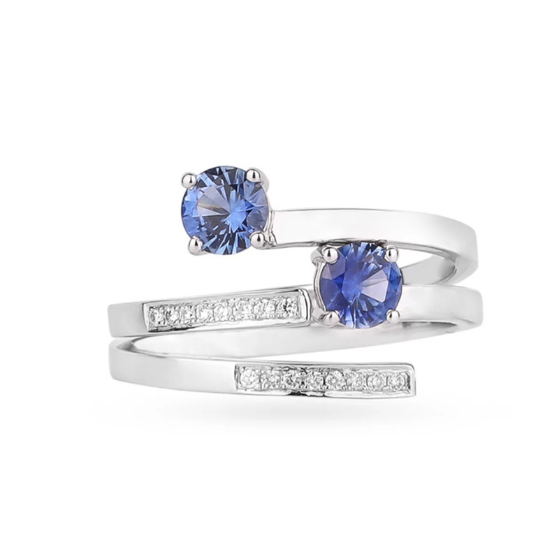 anelli aperti di colore CZ per la creazione di LOGO di design su grossista di gioielli in argento 925 riempito con oro bianco