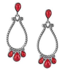 Custom wholesale Sterling Silver Red Sea Bamboo Teardrop Chandelier Earrings