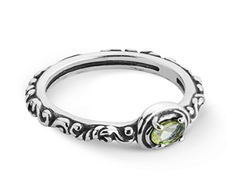 Eenvoudig fantastiese Sterling Silwer & Fasette Peridot Band Ring