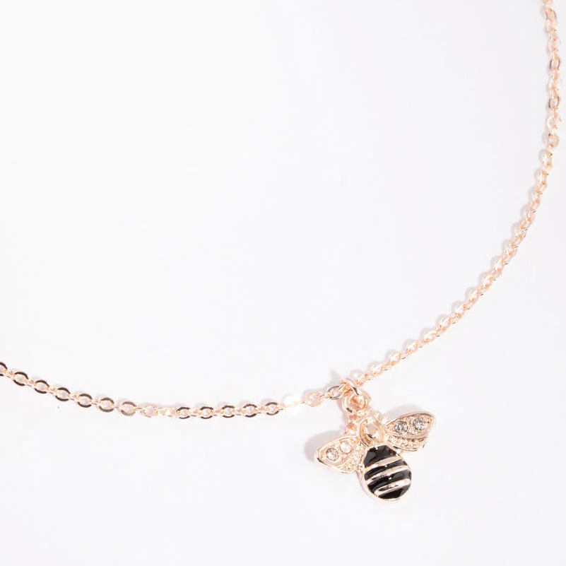 create your unique products custom made Rose Gold plated Butterfly and Bee silver Necklace