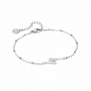 cubic zirconia jewelry wholesaler china  custom design sterling silver magic bracelet, lightning bolt