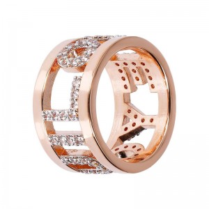 bague CZ personnalisée pour fille en vermeil or rose 18 carats grossiste