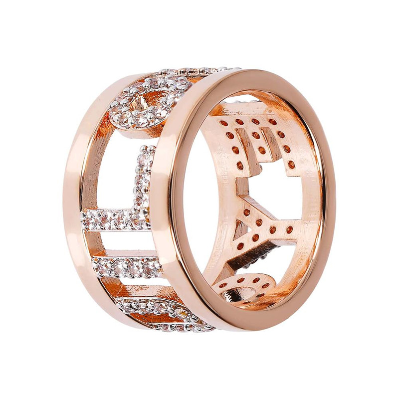 anel CZ personalizado para meninas em atacadista de ouro vermeil rosa 18k