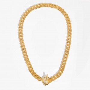 изготовленные на заказ OEM серебряные ювелирные изделия с массивной цепочкой t bar, ожерелья с покрытием из 18-каратного золота