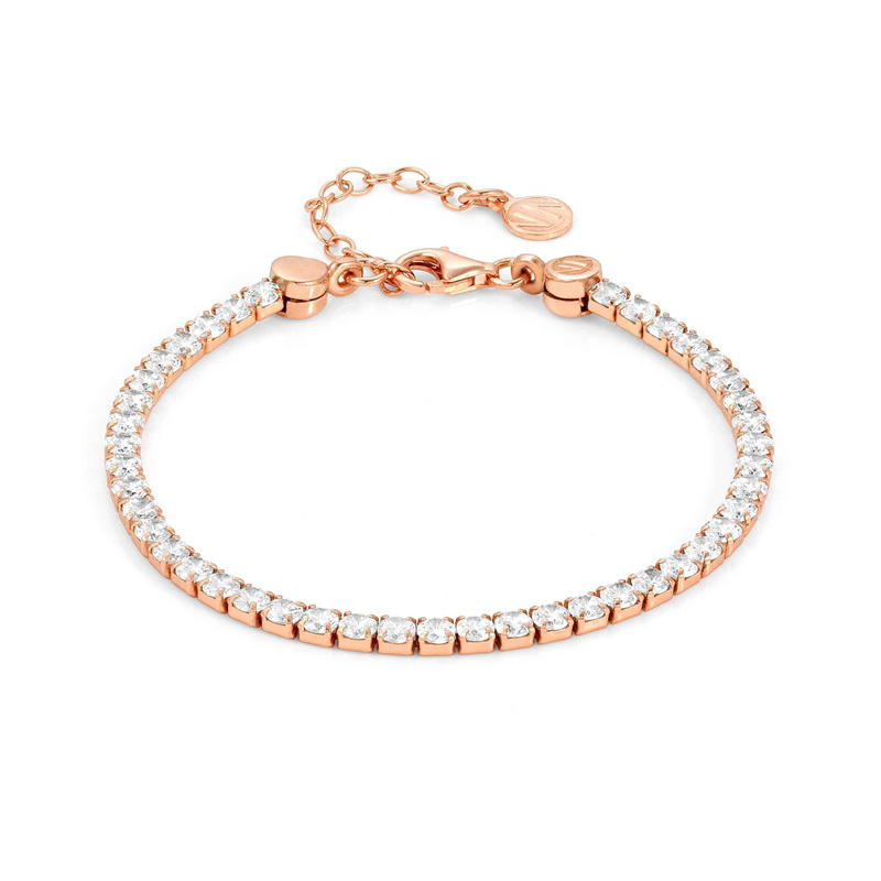 bracciale personalizzato placcato oro rosa con zirconi cubici