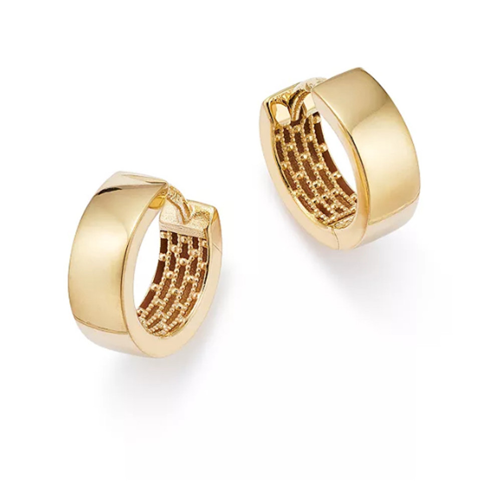 monaróir jewelry dearadh saincheaptha Huggie Hoop Earrings i 14K Yellow Gold vermeil