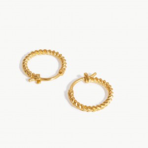 produttore di gioielli dal design personalizzato OEM ODM mini orecchini a cerchio elicoidali placcati in oro 18 carati