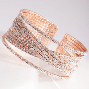 produttori di gioielli dal design personalizzato OEM ODM Polsino a strati larghi CZ placcato oro rosa