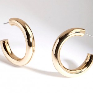 custom design silver jewelry Real Gold Plated Medium Open Hoop Earrings