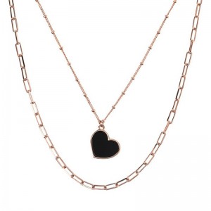 Joyería de plata de diseño personalizado para colgante de corazón, mayorista de collares de dos hebras
