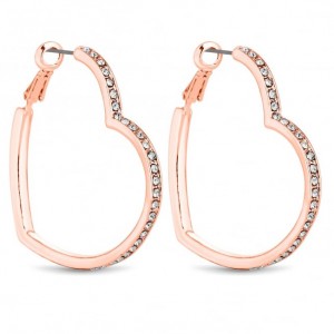custom design silver jewelry rose-gold plated crystal heart hoop earring