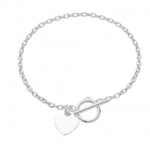 custom designs jewelry manufactuer Silver Heart T-Bar Bracelet supplier