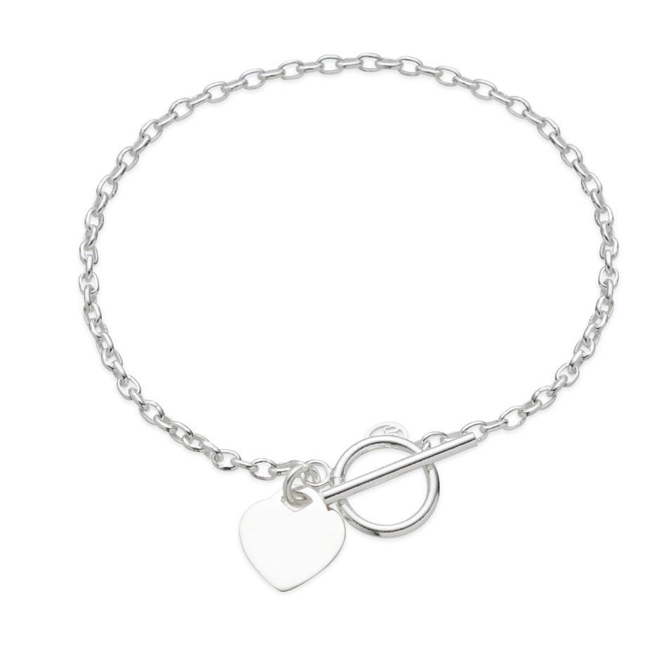 pasgemaakte ontwerpe juweliersware vervaardiger Silver Heart T-Bar Armband verskaffer