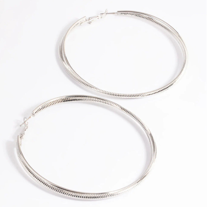 brugerdefinerede øreringe producent Rhodium 75mm Snake Chain Hoop Øreringe