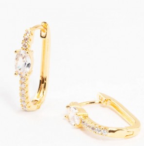 custom fashion jewelry wholesale Gold Plated Cubic Zirconia Huggie Earrings