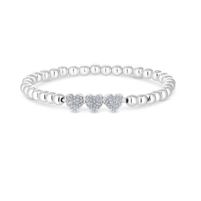 custom jewellery Lipsy Silver Plated Crystal Heart Charm Stretch Bracelet