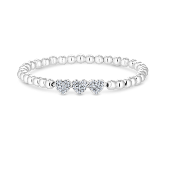 bijoux personnalisés Lipsy Bracelet extensible à breloque cœur en cristal plaqué argent