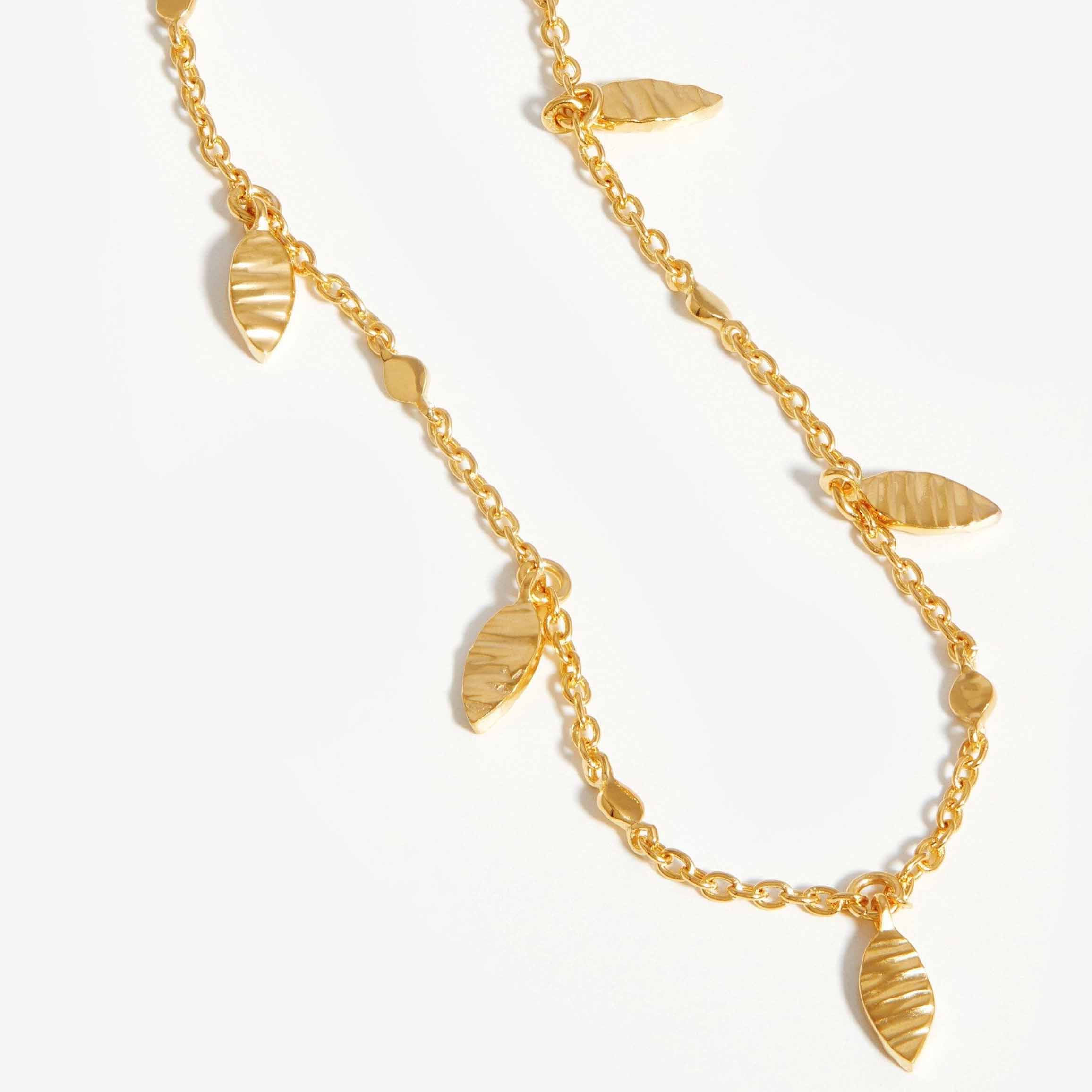 Custom jewelry design leaf charm choker necklaces in 18k gold vermeil