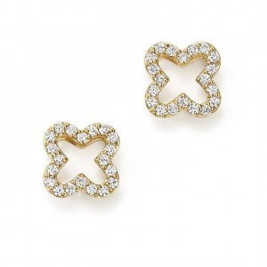 custom jewelry maker CZ Clover Stud Earrings in Vermeil 14K Yellow Gold, White Gold, or Rose Gold