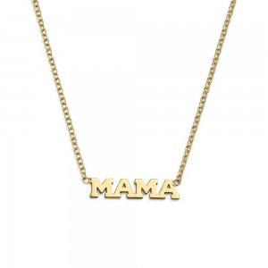 custom jewelry makers for OEM ODM 14K Yellow Gold Vermeil Itty Bitty Mama Necklace wholesale