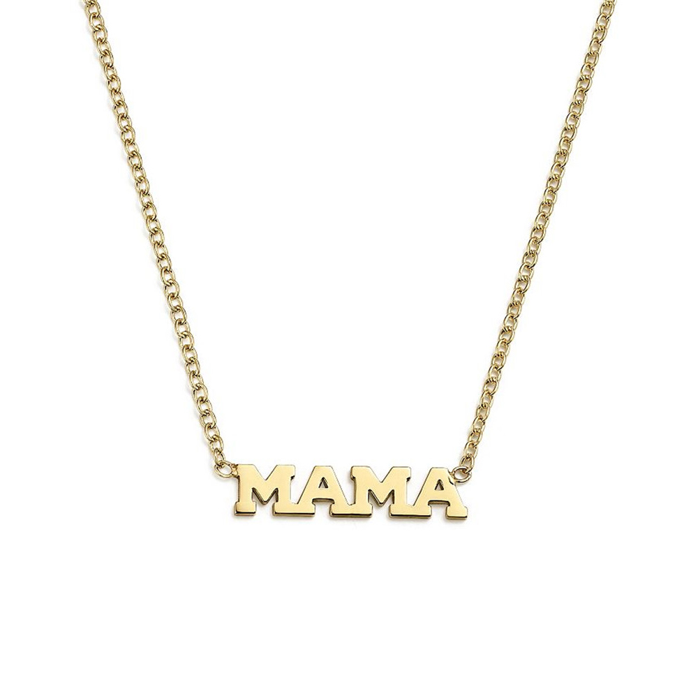 Producători de bijuterii personalizate pentru OEM ODM 14K Aur galben Vermeil Itty Bitty Mama Colier en-gros