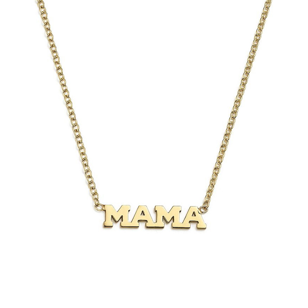 custom jewelry makers for OEM ODM 14K Yellow Gold Vermeil Itty Bitty Mama Necklace wholesale