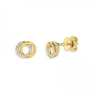 produttori di gioielli personalizzati oem odm Grossista di orecchini a bottone con nodo in oro giallo vermeil CZ