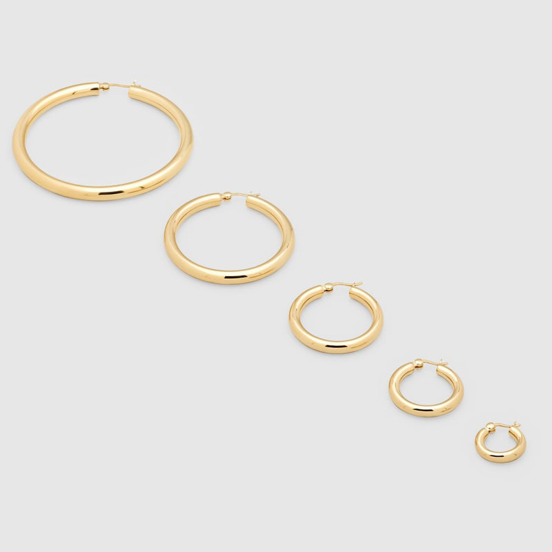 custom jewelry vendors OEM ODM classic hoops thick earrings in 14k gold vermeil