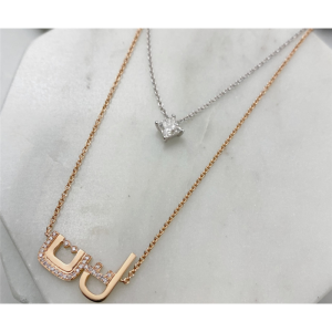 Proveedores de joyería personalizada oem odm cz collar de plata vermeil de oro rosa para niñas al por mayor