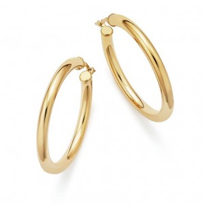 custom jewelry wholesale 14K Yellow Gold Tube Hoop Earrings Vermeil