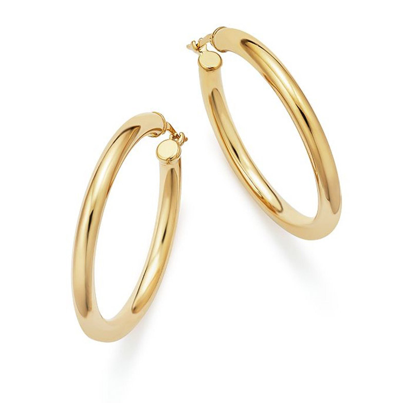 custom jewelry wholesale 14K Yellow Gold Tube Hoop Earrings Vermeil