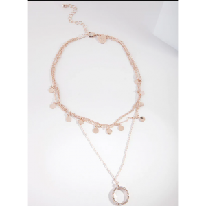 kundenspezifischer Schmuck Großhandel USA OEM ODM Roségold Vermeil Scheiben- und Kreis-Charm-Halsband