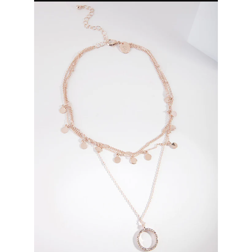 custom jewelry wholesale usa oem odm Rose Gold Vermeil Disc and Circle Charm Choker