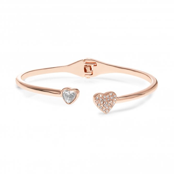 Bijoux sur mesure bracelet jonc coeur en cristal plaqué or rose