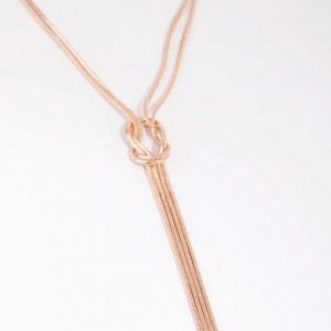 Joyería de plata hecha a medida, collar con nudo de cadena de serpiente chapado en oro rosa