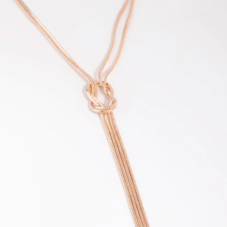 custom made silver jewelry Rose Gold Plating Snake Chain Knot Necklace