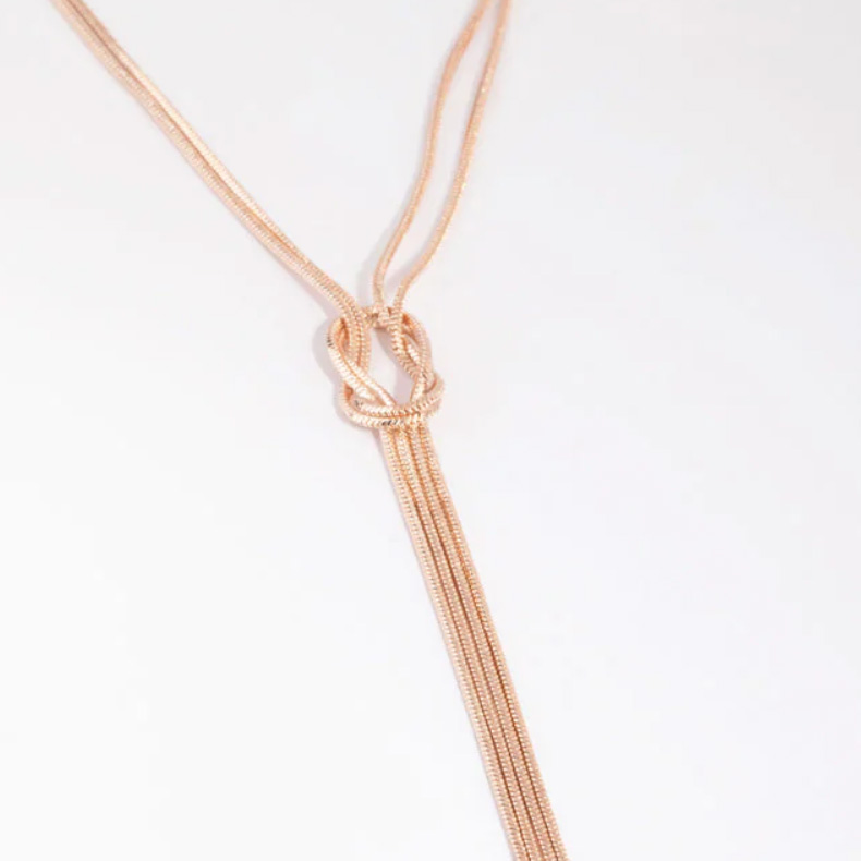 Joyería de plata hecha a medida, collar con nudo de cadena de serpiente chapado en oro rosa