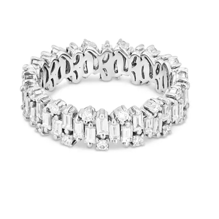 braccialetto in argento personalizzato, fornitore di gioielli in oro bianco 18 carati CZ Fireworks Eternity Band